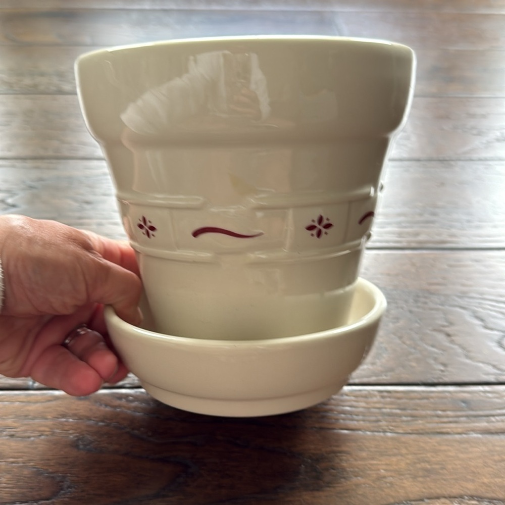 Vintage Longaberger Woven Traditions Large Red Flower Pot - Excellent Condition! - Picture 7 of 9